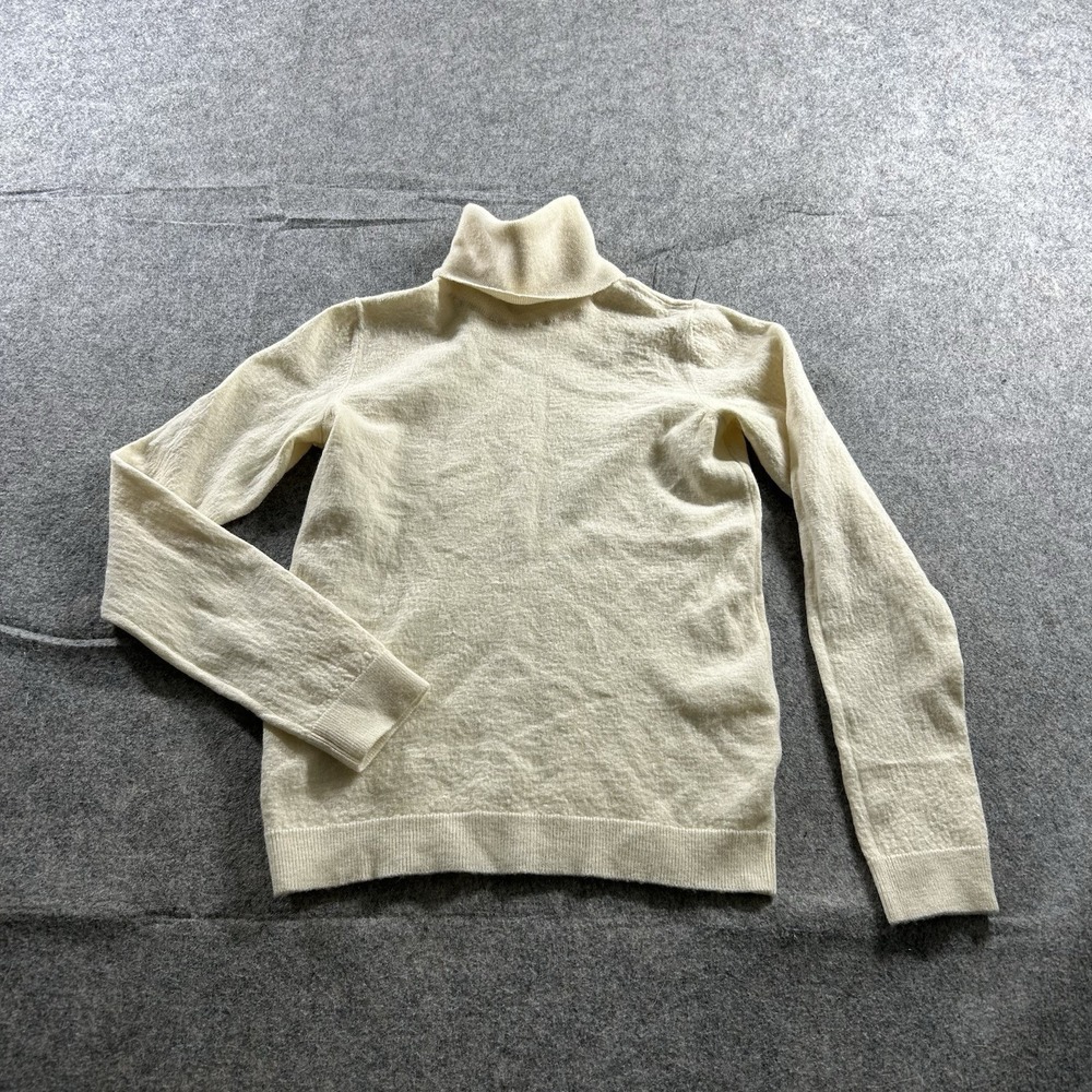 Moschino Sweater Women's 2XS Turtleneck Cream Wool Pullover Flaws